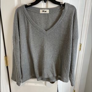 Grey Waffle Knit Sweater